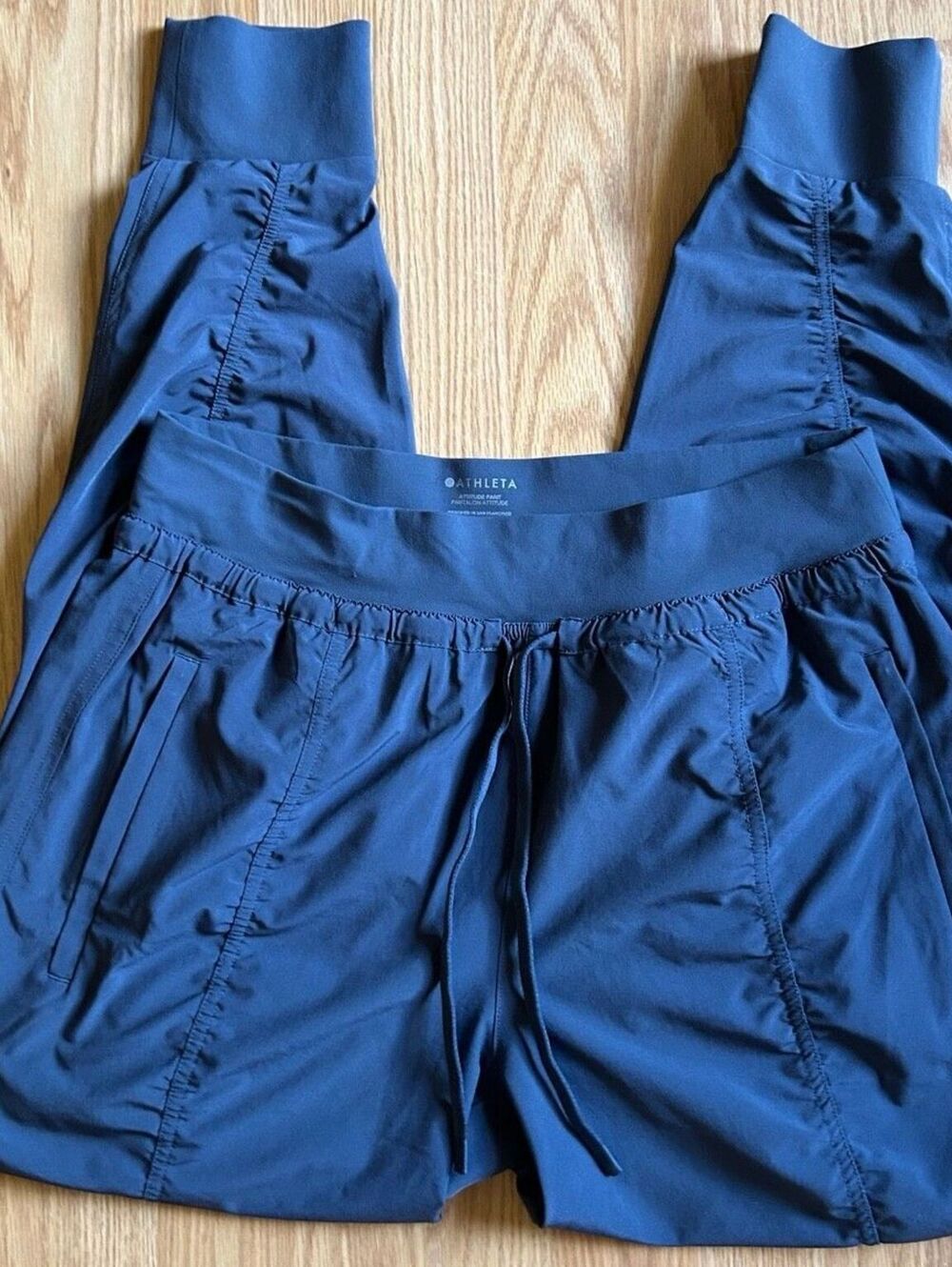 Athleta Attitude Pant Size 10 Grey Blue Ruched Jogger Pants